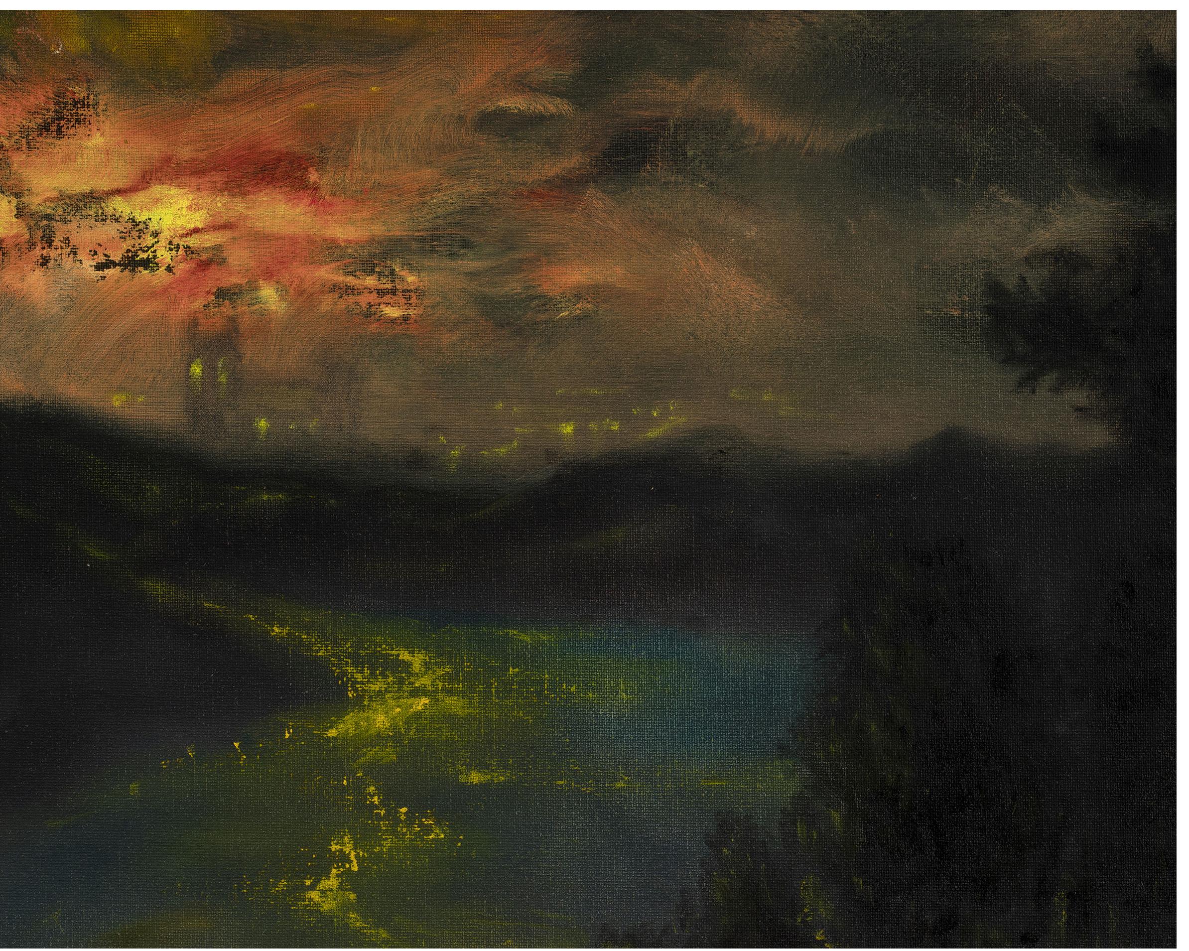 Matthew Bateson - "The Burning Sky", oil on canvas board, 30 x 40 cm