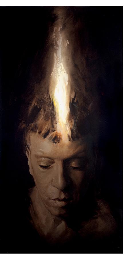 Paul Benney - St Jerome. oil and resin on panel 122cm x 61cm