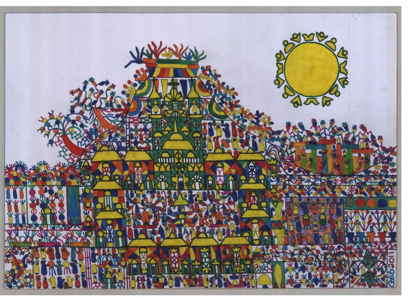 Adib Fattal - 462 "A Church Square" - 30cm x 50 cm - ink on paper - 2011