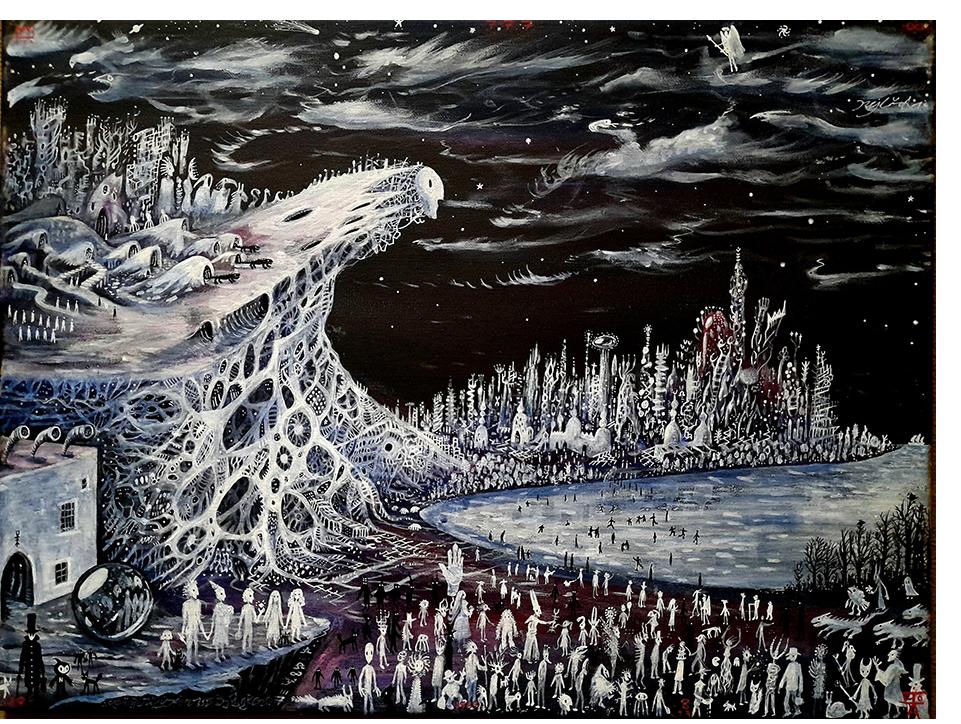 Drood Fenrother - The Cold World Lies Waiting (Acrylic on canvas 18" - 24")