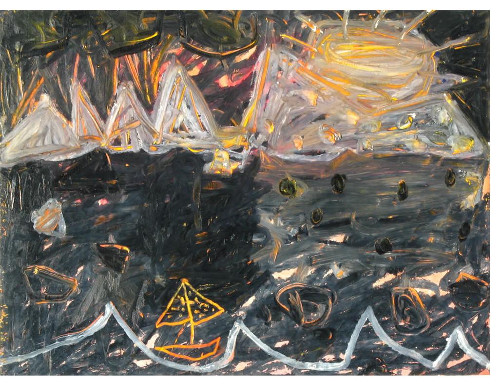 Stuart Hodkinson 'Untitled' c.1979  oil pastel on board  12 x 16 ins