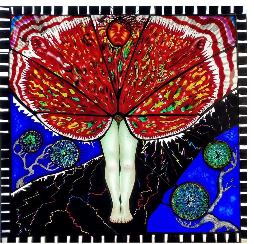Pinkie Maclure: "Brigid in Dualchas", Stained Glass, 25" x 24"