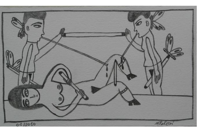 Marilena Pelosi - 'Untitled', 2010, 4.25 x 5.95 ins, crayon & pencil