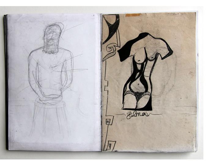Salma : 'Untitled' 2011  pencil & ink  8 x 11.5 ins