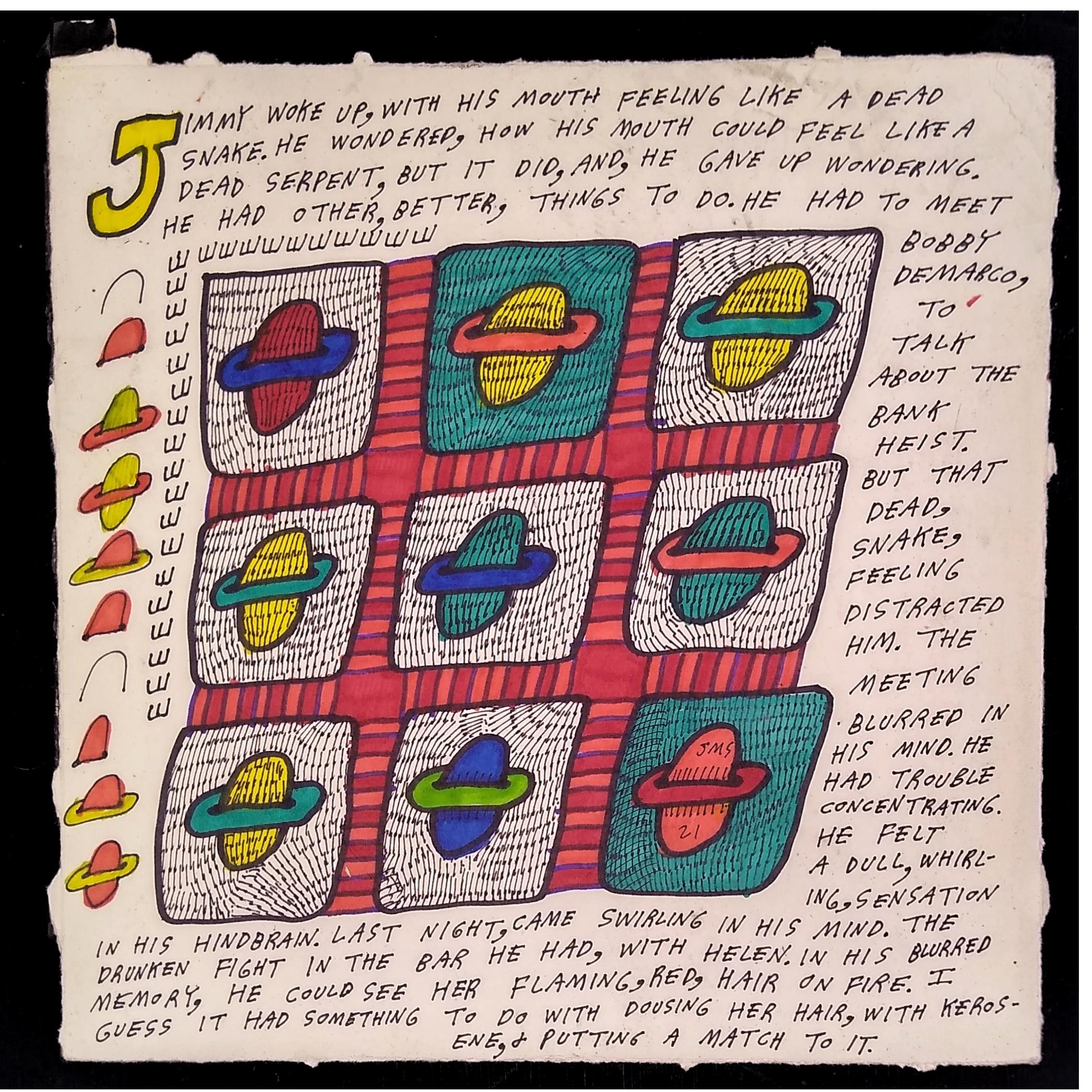 Jon Sarkin - "A dull, whirling sensation" - 12.5" x 12.5" - permanent marker, 2012