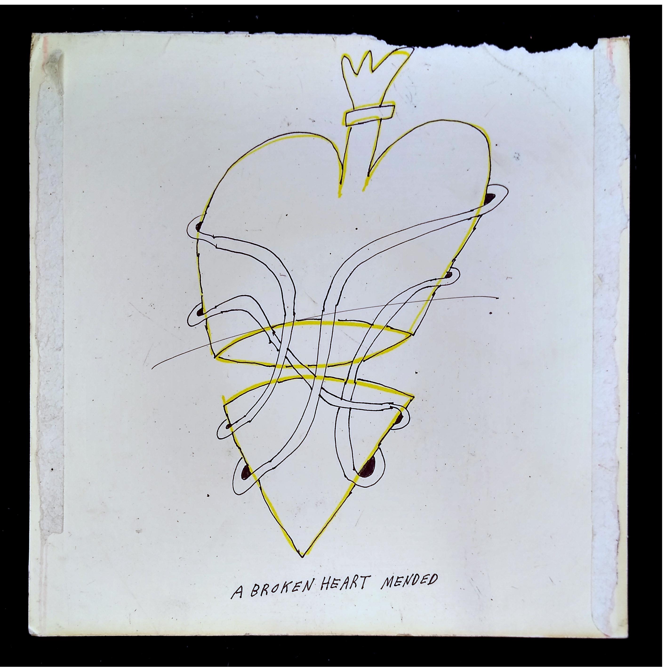 Jon Sarkin - "A broken heart mended" - 12.5" x 12.5" - Permanent marker, 2020