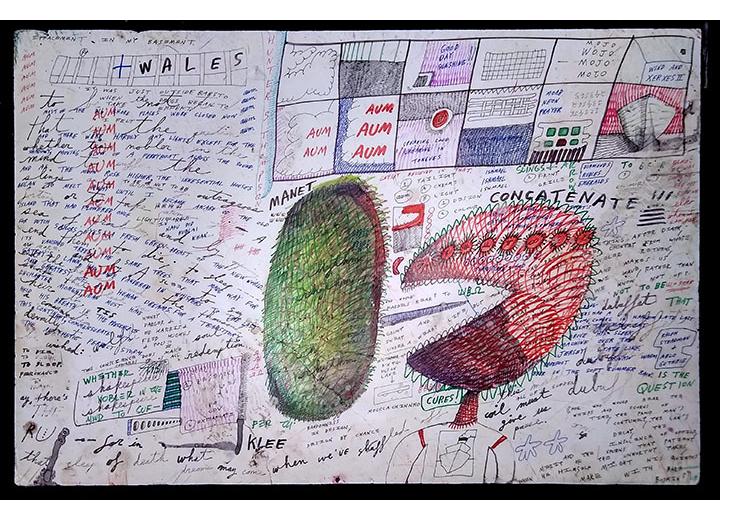 Jon Sarkin - "Concatenate" - 30" x 20" - Mixed Media, Collection of Museum of Modern Art, Pompidou, Paris